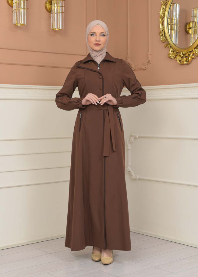 Modest Topcoat With Buttoned Detail 1230 - tan