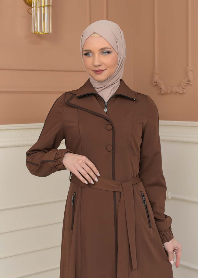 Modest Topcoat With Buttoned Detail 1230 - tan