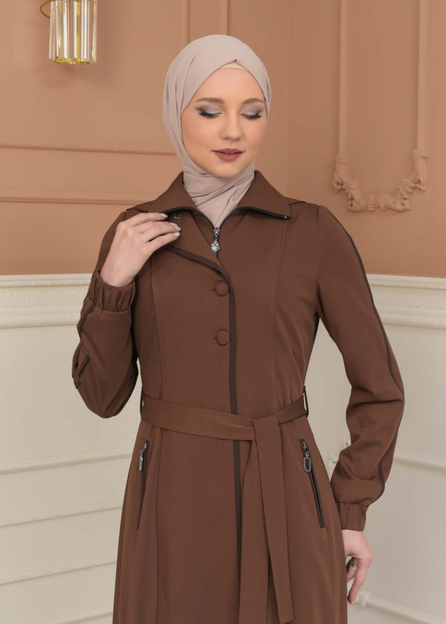 Modest Topcoat With Buttoned Detail 1230 - tan