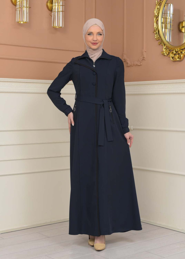 Modest Topcoat With Buttoned Detail 1230 - deep blue