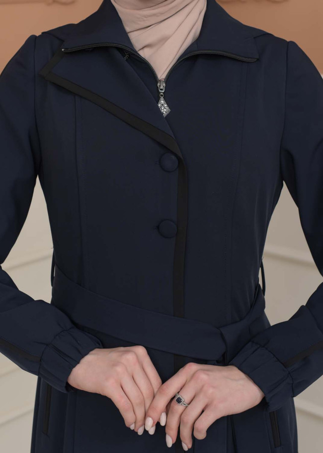 Modest Topcoat With Buttoned Detail 1230 - deep blue