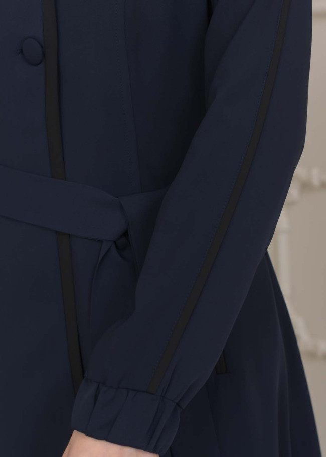 Modest Topcoat With Buttoned Detail 1230 - deep blue