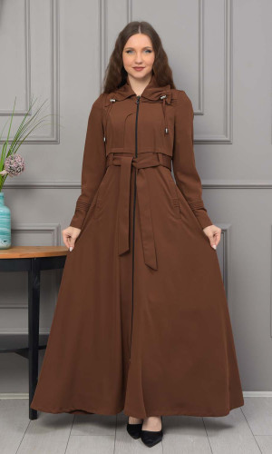 مانطو برادا نسائي مع كبشون 1231 - بني