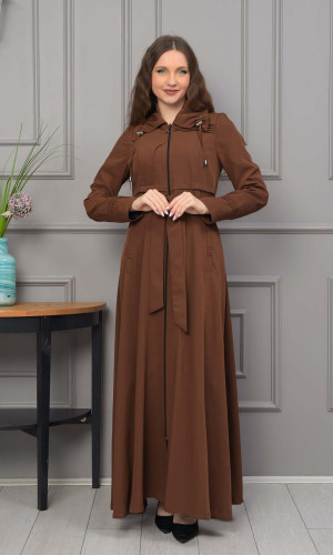 مانطو برادا نسائي مع كبشون 1231 - بني