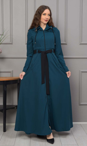 مانطو برادا نسائي مع كبشون 1231 - تركواز