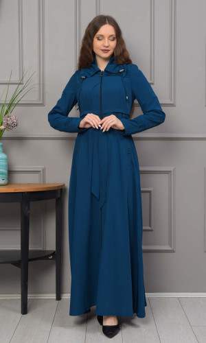 مانطو برادا نسائي مع كبشون 1231 - ازرق