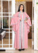 SİLVER EMBROIDERED 2-PIECE SET ABAYA AND DRESS 4111 - pink