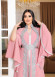 SİLVER EMBROIDERED 2-PIECE SET ABAYA AND DRESS 4111 - pink