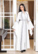 SİLVER EMBROIDERED 2-PIECE SET ABAYA AND DRESS 4111 - white