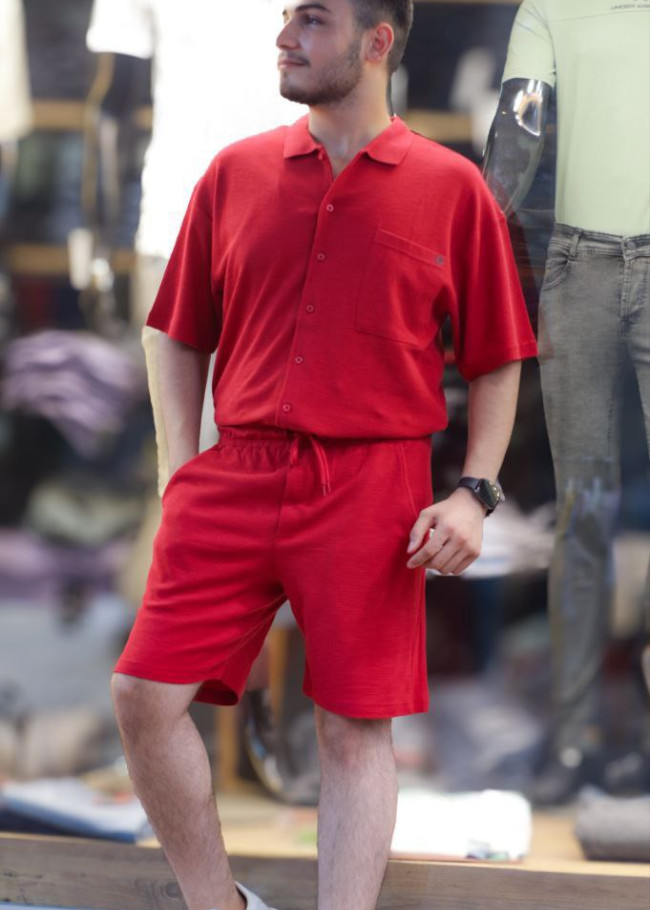 2-Piece Mens Summer Shorts Set Kod 2200 - red