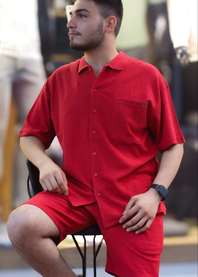 2-Piece Mens Summer Shorts Set Kod 2200 - red