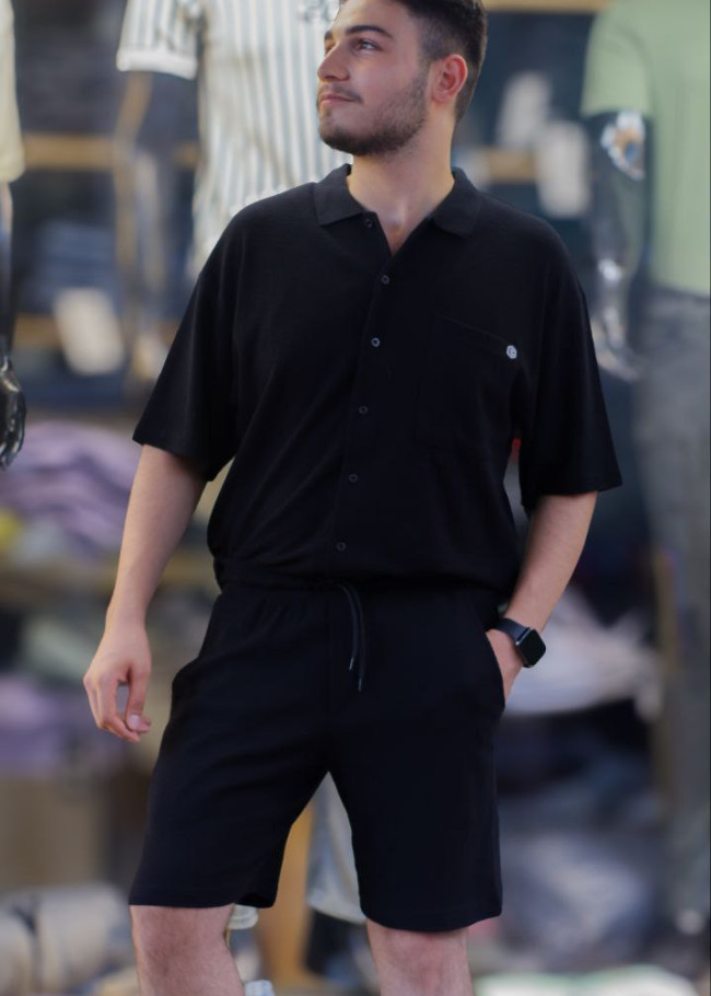 2-Piece Mens Summer Shorts Set Kod 2200 - black