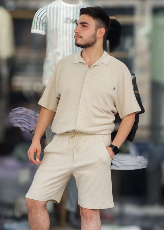 2-Piece Mens Summer Shorts Set Kod 2200 - beige