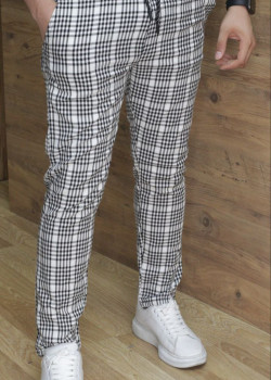 بنطلون رسمي - سبور - كارو | كود: 2004 - ابيض