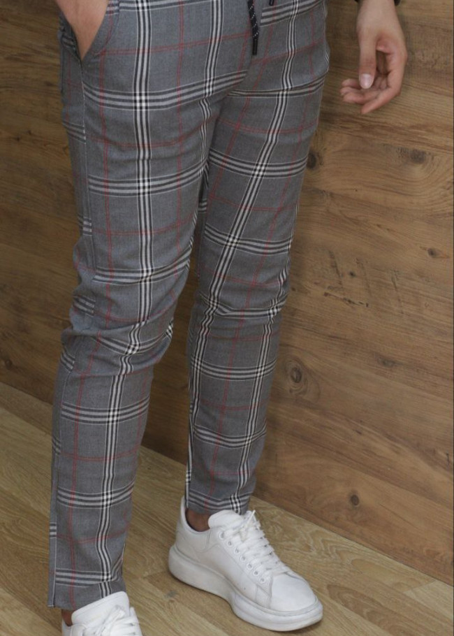 Formal - Sport - Checkered Pants | Code: 2009 - burgundy