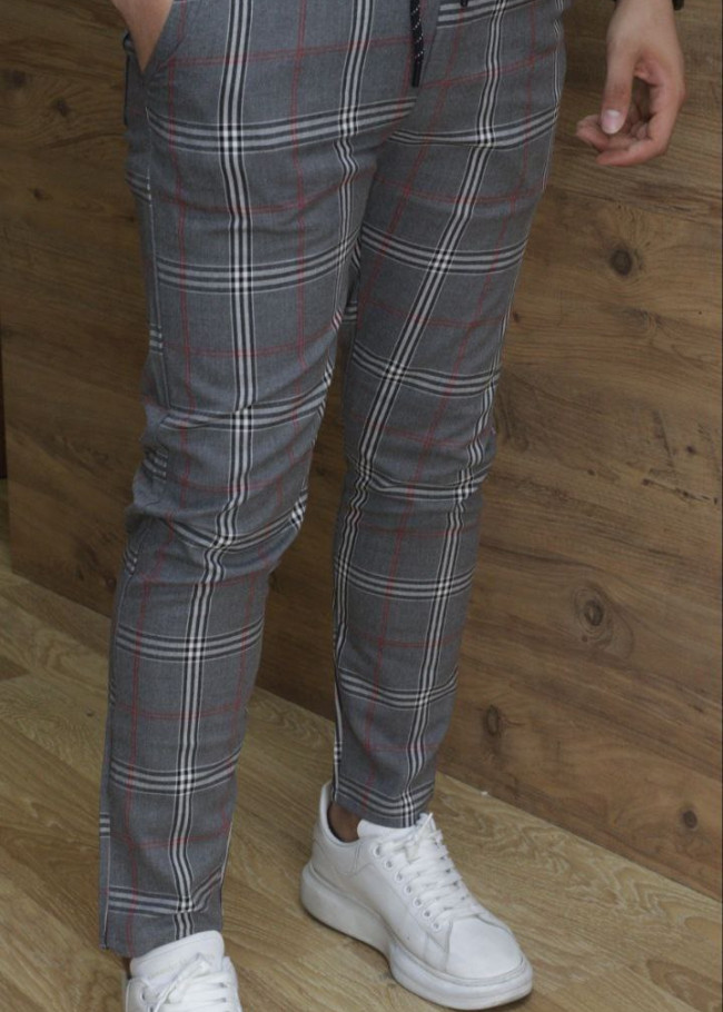 Formal - Sport - Checkered Pants | Code: 2009 - burgundy