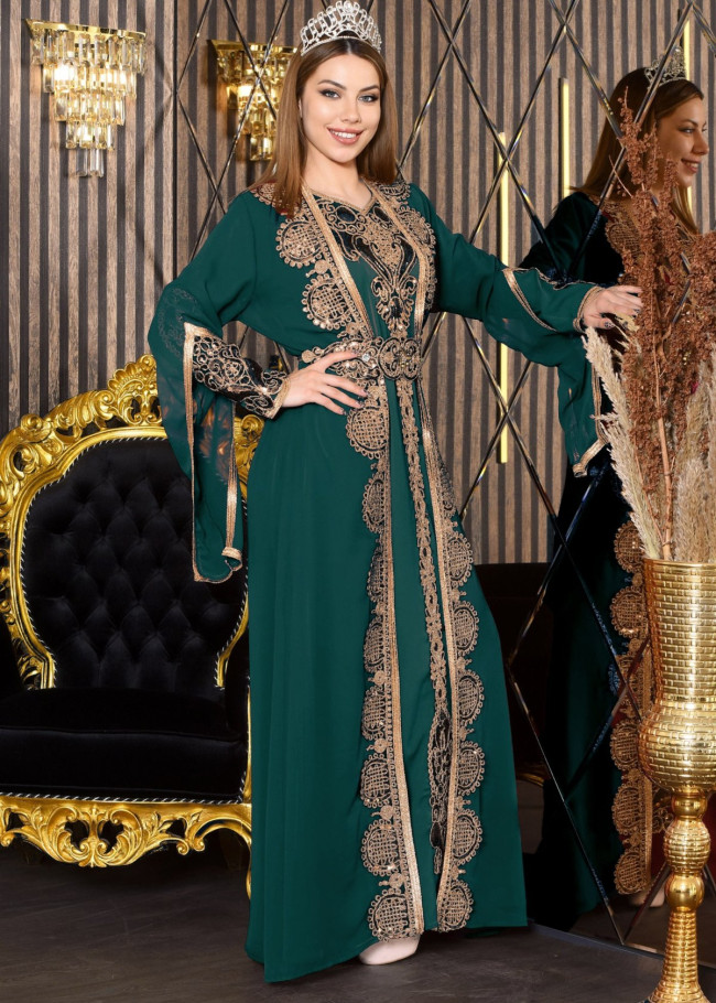 قفطان ملكي فاخر | كود المنتج: 4116 - اخضر
