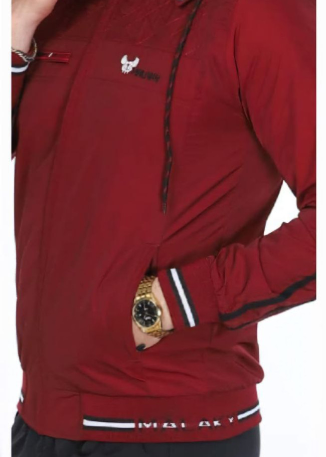 Mens Tracksuit 2206 Parachute Fabric with Removable Hood  - burgundy