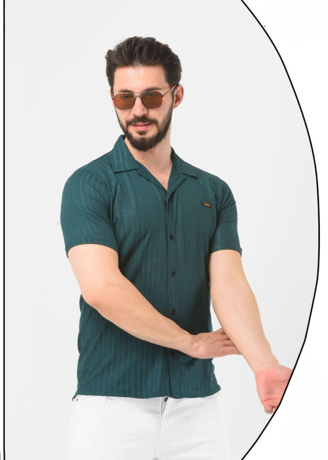 Klasik Erkek Kısa Kollu Gömlek - 2401 - Yeşil