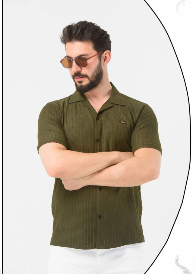 Klasik Erkek Kısa Kollu Gömlek - 2401 - Haki