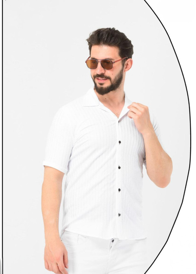 Klasik Erkek Kısa Kollu Gömlek - 2401 - Beyaz