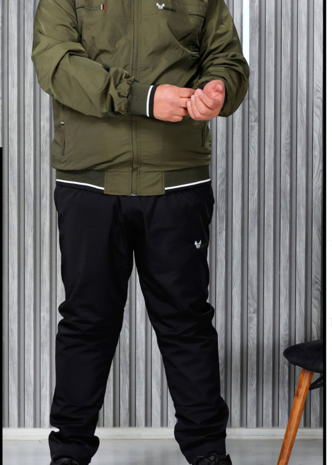 Mens Tracksuit with Large Sizes in Parachute Fabric - 2207 - khaki