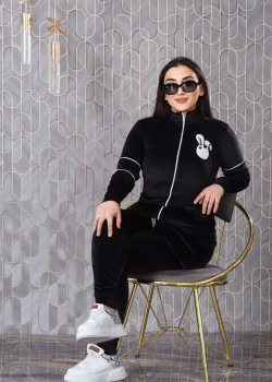 طقم رياضي مخملي ضيق - 3 قطع 1011 - اسود