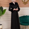 Woolen Winter Coat with Fur Lining - 1360 - black