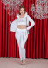 Bridal Velvet Pajama Set with Fur - 1014 - white