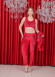 Bridal Velvet Pajama Set with Fur - 1014 - red