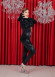 Bridal Velvet Pajama Set with Fur - 1014 - black