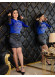 Occasion Outfit with Leather Skirt and Velvet Blouse - Code 1017 - blue