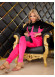 Velvet Three-Piece Pajama Set with Diamond-Embellished Pockets - Code 1016 - fuchsia