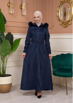 مانطو شتوي شاموا مع كبشون فرو - كود 1361 - كحلي