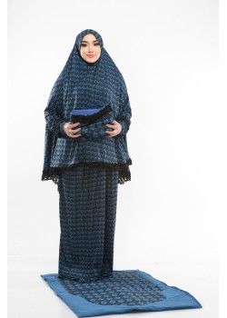 طقم صلاة ليكرا ساندي مع حقيبة للمصحف وسجادة - كود 701 - تركواز