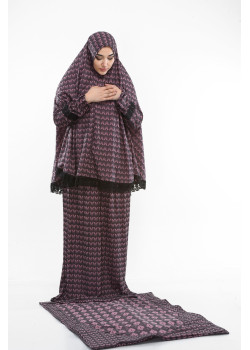 طقم صلاة ليكرا ساندي مع حقيبة للمصحف وسجادة - كود 701 - موف