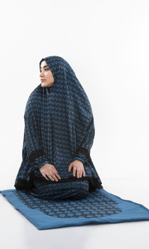 طقم صلاة ليكرا ساندي مع حقيبة للمصحف وسجادة - كود 701 - تركواز