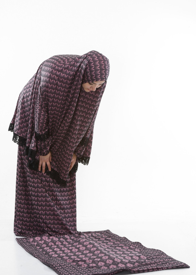 Lycra Sandy Namaz Takımı, Mushaf Çantası ve Seccade ile - Kod 701 - mor