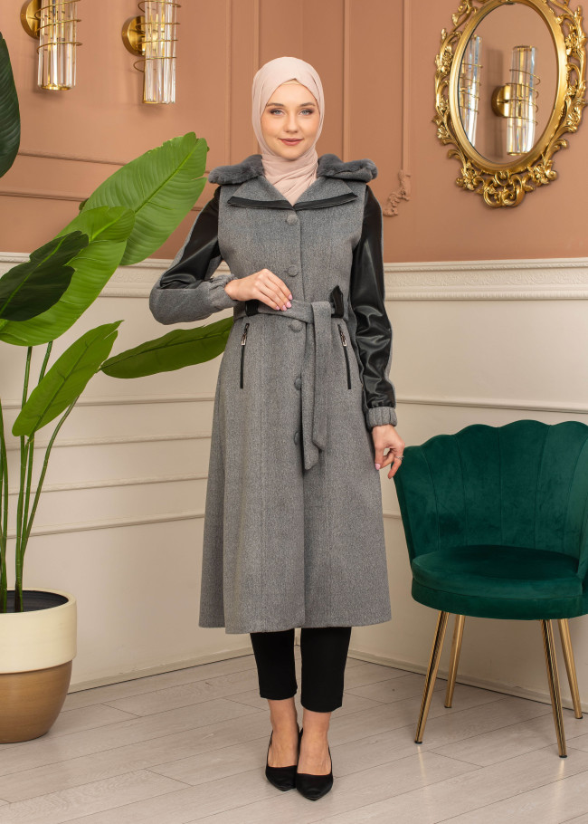 Trench Coat Wool Mohair Code 1364 - gray
