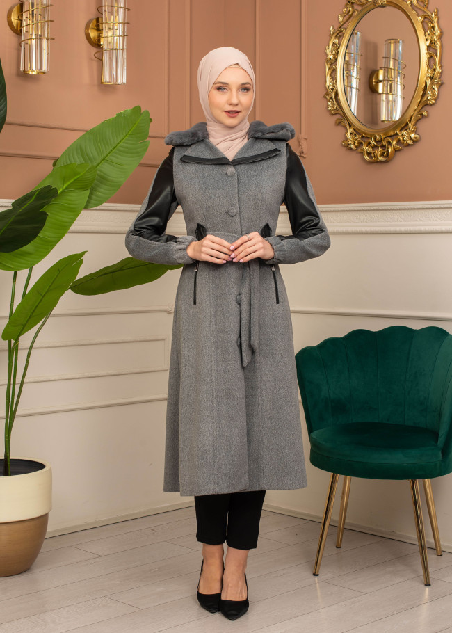 Trench Coat Wool Mohair Code 1364 - gray