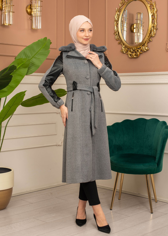 Trench Coat Wool Mohair Code 1364 - gray