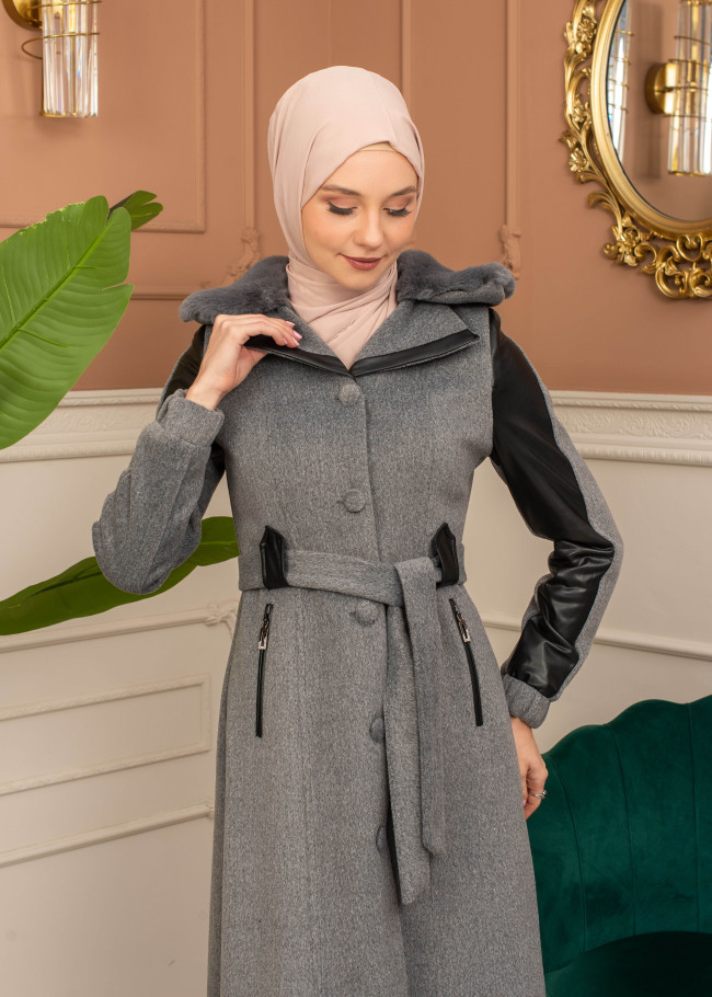 Trench Coat Wool Mohair Code 1364 - gray