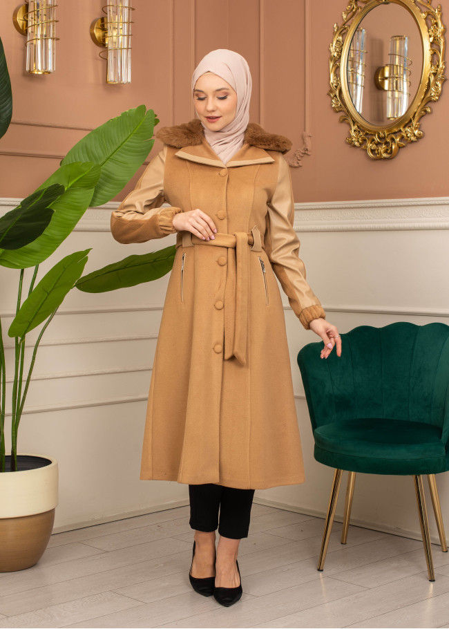 Trench Coat Wool Mohair Code 1364 - tan