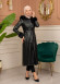 Trench Coat with Treated Leather Code 1365 - black