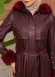Trench Coat with Treated Leather Code 1365 - burgundy