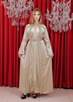 Soft Velvet Korean Caftan - 4119 - Beige