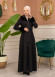 Suede Coat with Fur Lining - 1372 - black