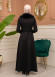 Suede Coat with Fur Lining - 1372 - black