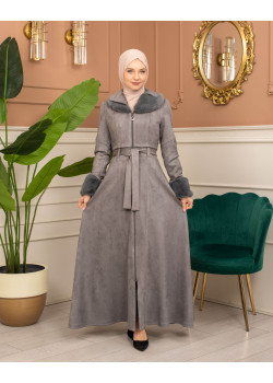 مانطو شامواه مبطن بالفرو - 1372 - فضي