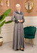 Suede Coat with Fur Lining - 1372 - gray